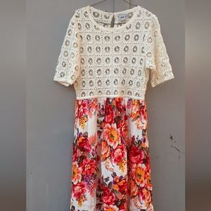 ASOS Boho Crochet Crop Top w/ Floral Bottom Skirt US Size 8